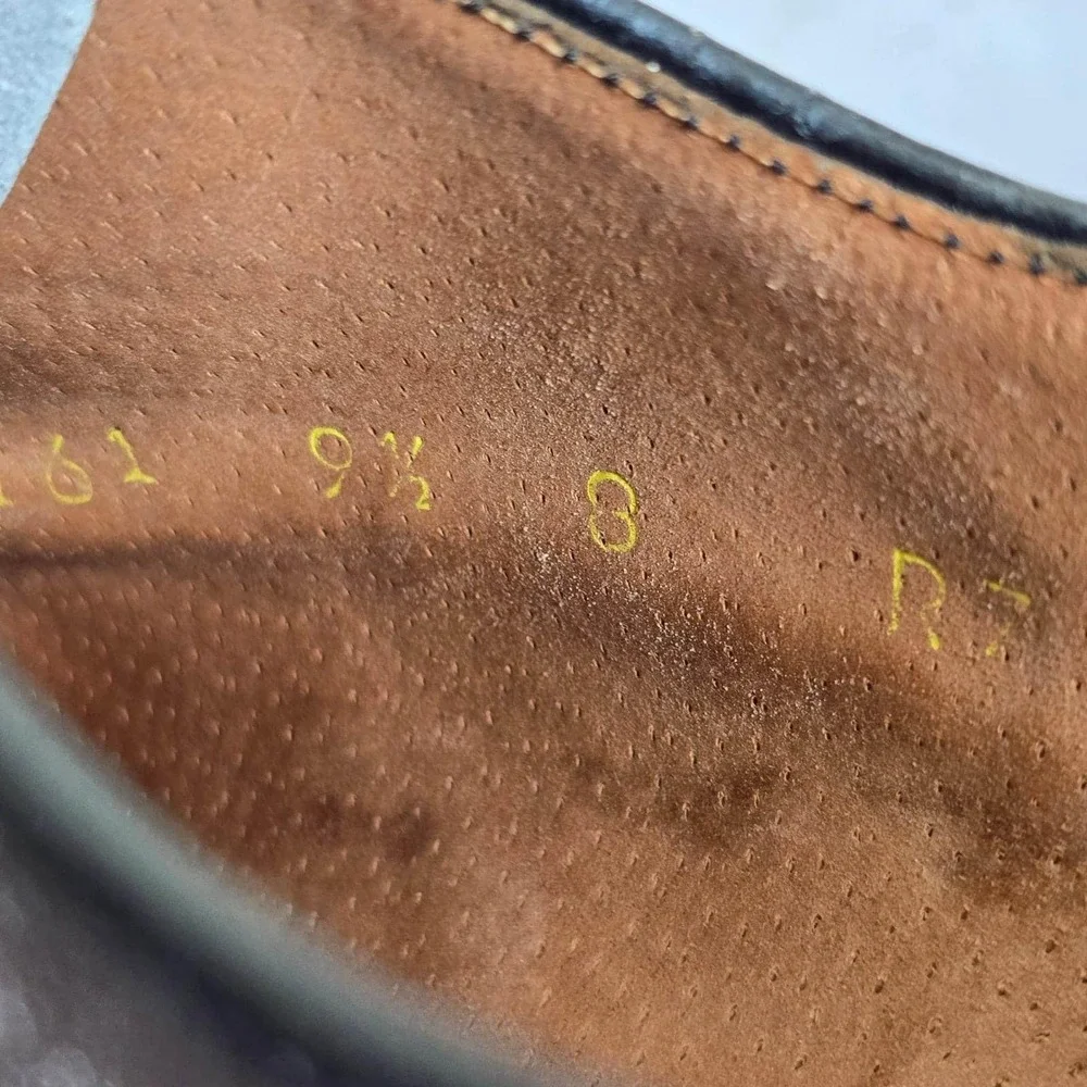 VTG 70s Pellet France Men Shoes 9.5 Brown Leather Lace Up Block Cuban Heel Disco